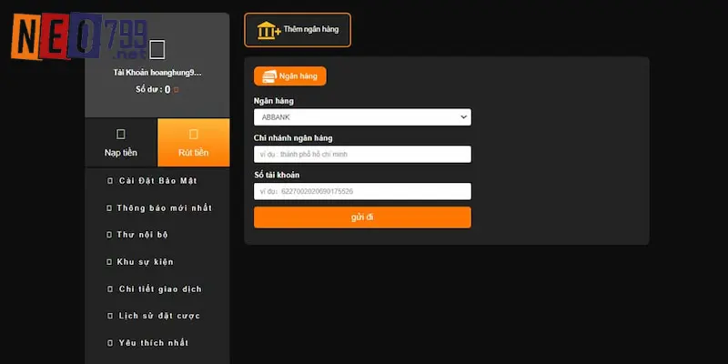 Các hình thức rút tiền NEO79 chi tiết 